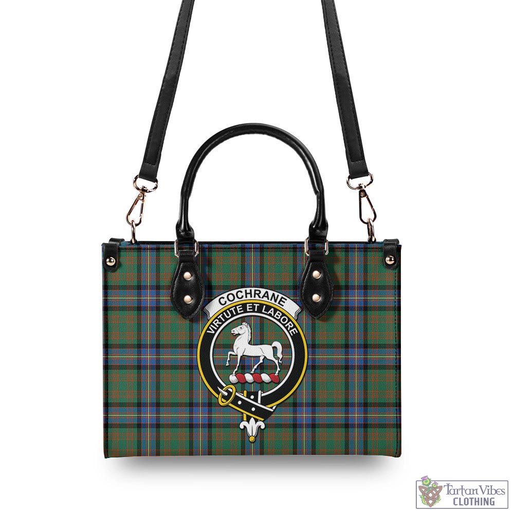 Tartan Vibes Clothing Cochrane Ancient Tartan Luxury Leather Handbags with Family Crest