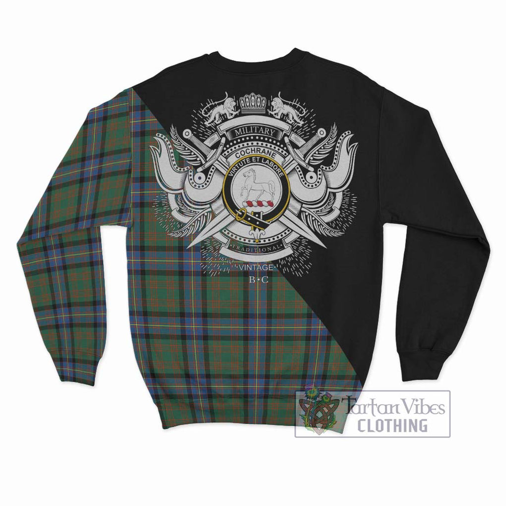 Cochrane Ancient Tartan Sweatshirt with Family Crest and Military Logo Style - Tartanvibesclothing Shop