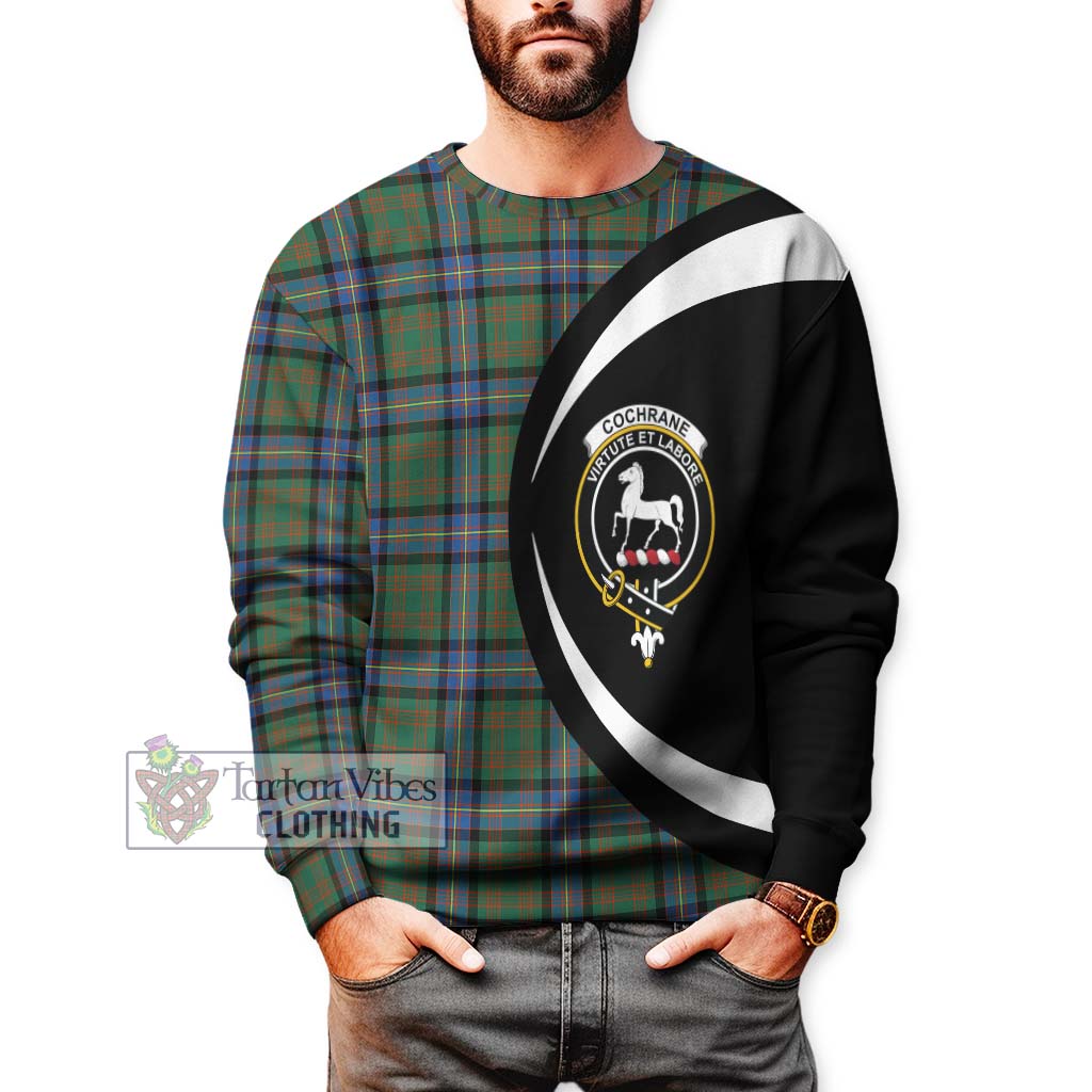 Cochrane Ancient Tartan Sweatshirt with Family Crest Circle Style - Tartan Vibes Clothing