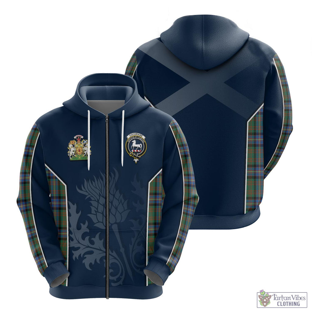 Tartan Vibes Clothing Cochrane Ancient Tartan Hoodie with Family Crest and Scottish Thistle Vibes Sport Style