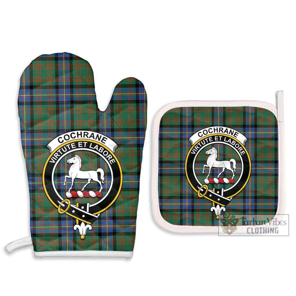 Cochrane Ancient Tartan Combo Oven Mitt & Pot-Holder with Family Crest Combo 1 Oven Mitt & 2 Pot-Holder White - Tartan Vibes Clothing