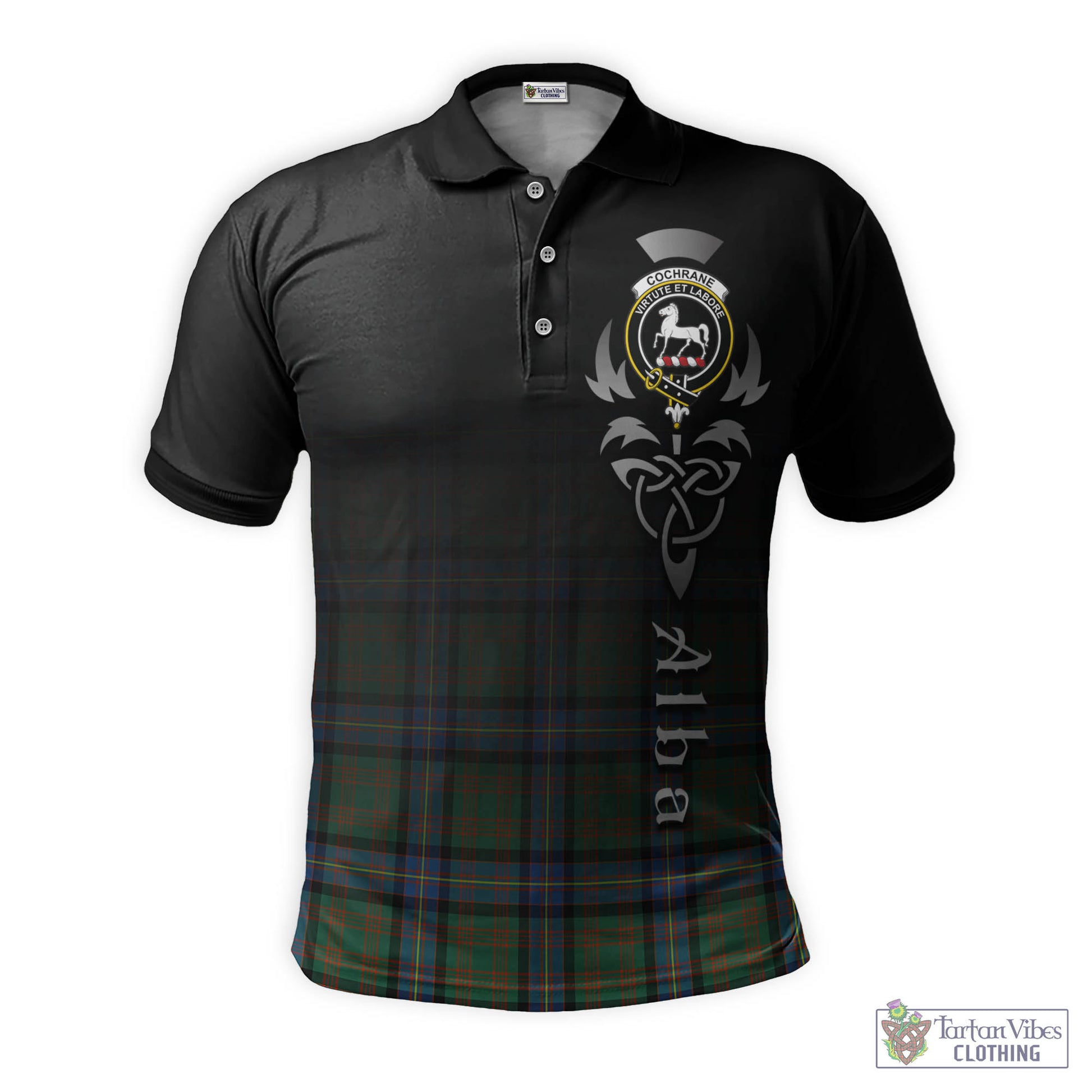 Tartan Vibes Clothing Cochrane Ancient Tartan Polo Shirt Featuring Alba Gu Brath Family Crest Celtic Inspired