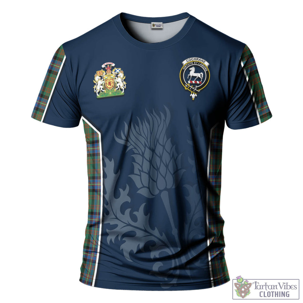 Tartan Vibes Clothing Cochrane Ancient Tartan T-Shirt with Family Crest and Scottish Thistle Vibes Sport Style