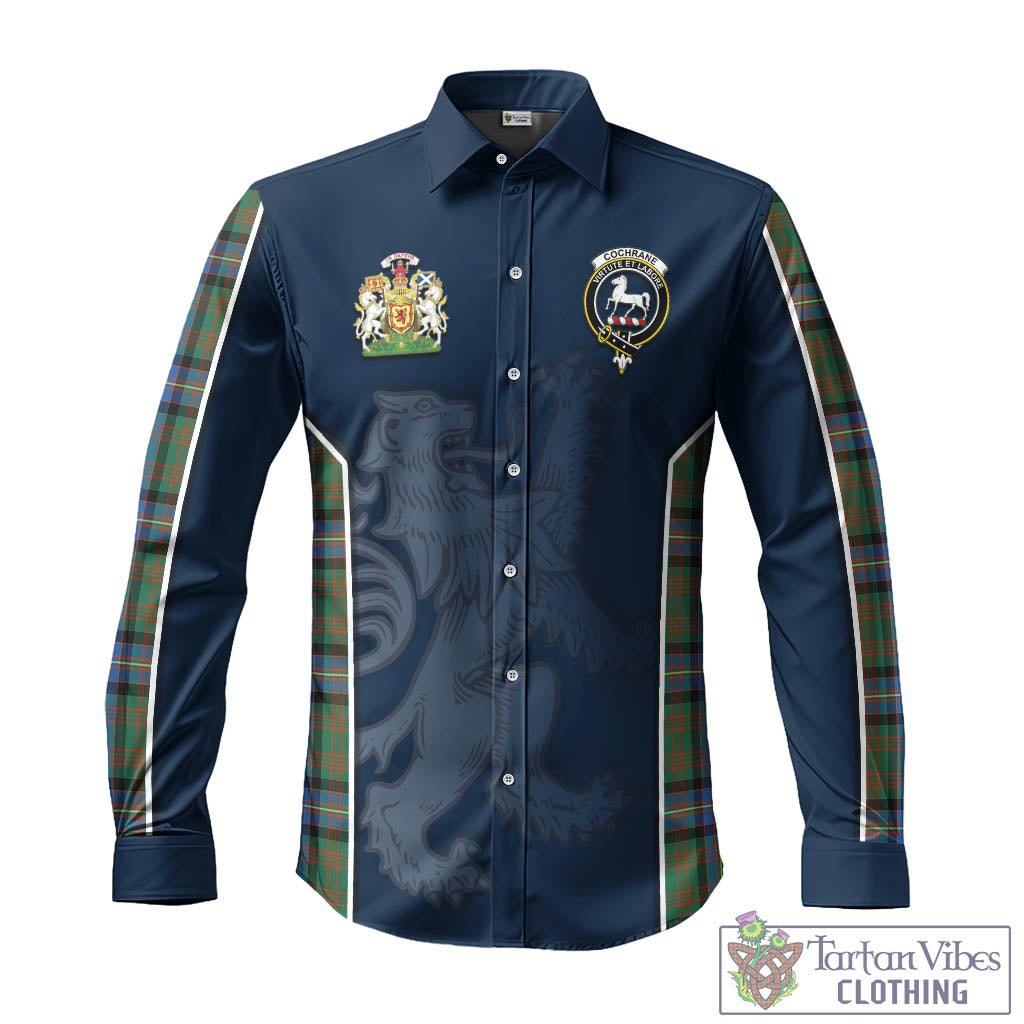 Tartan Vibes Clothing Cochrane Ancient Tartan Long Sleeve Button Up Shirt with Family Crest and Lion Rampant Vibes Sport Style