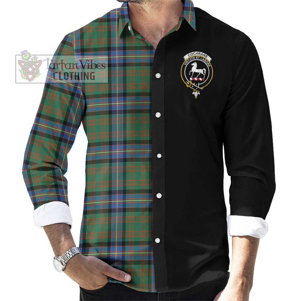 Cochrane Ancient Tartan Long Sleeve Button Shirt with Family Crest and Half Of Me Style - Tartanvibesclothing Shop