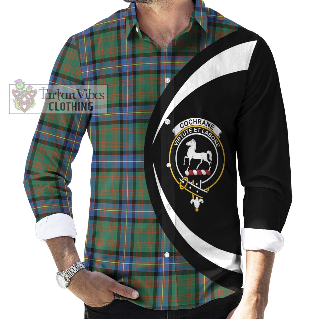 Cochrane Ancient Tartan Long Sleeve Button Up with Family Crest Circle Style - Tartan Vibes Clothing