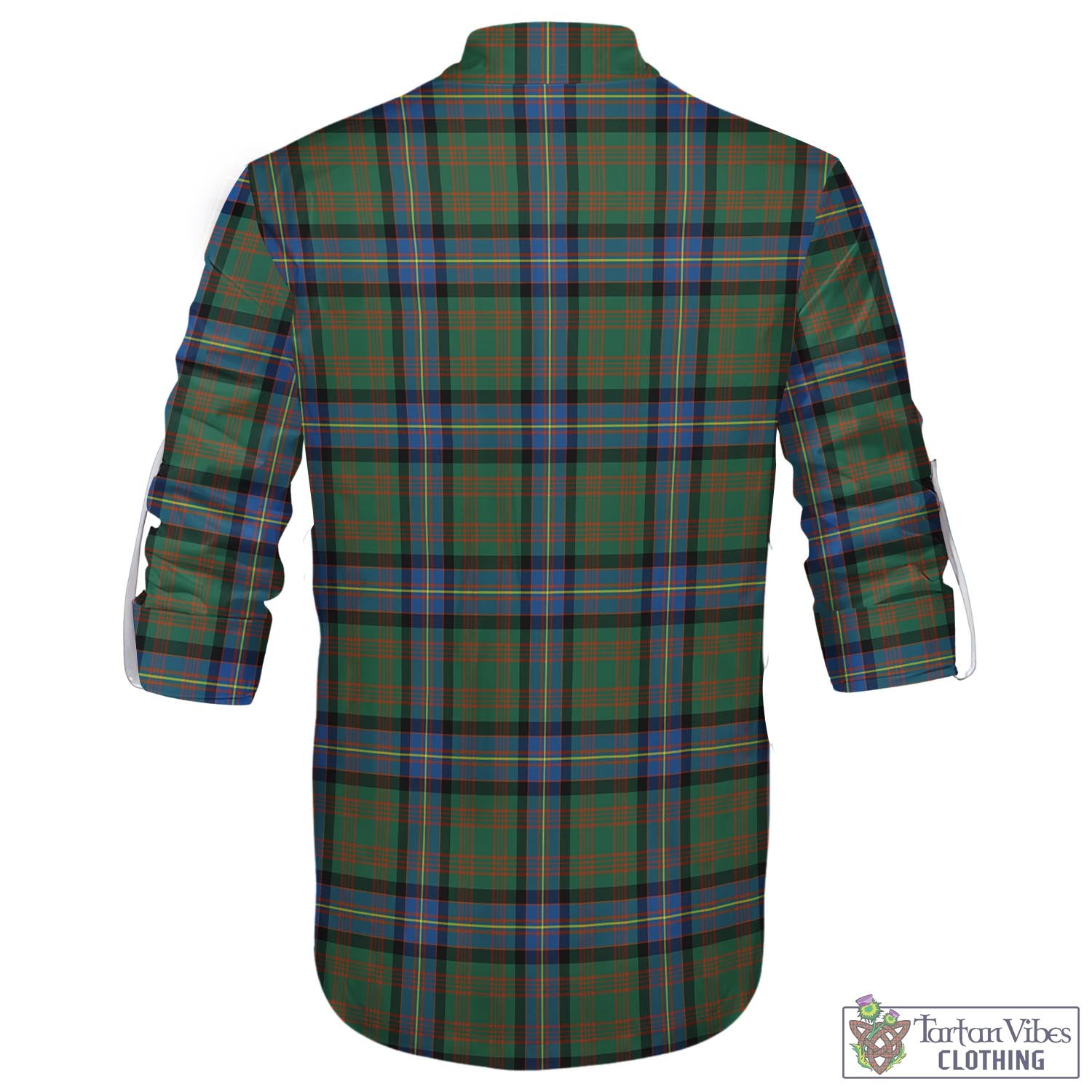 Tartan Vibes Clothing Cochrane Ancient Tartan Men's Scottish Traditional Jacobite Ghillie Kilt Shirt with Family Crest