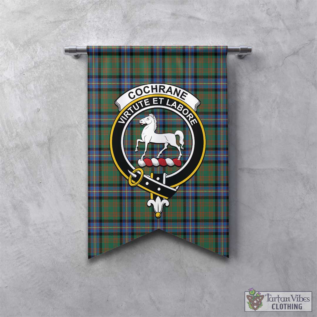 Tartan Vibes Clothing Cochrane Ancient Tartan Gonfalon, Tartan Banner with Family Crest