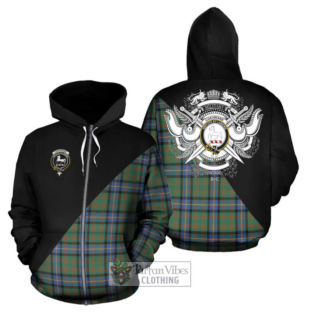 Cochrane Ancient Tartan Hoodie with Family Crest and Military Logo Style - Tartanvibesclothing Shop