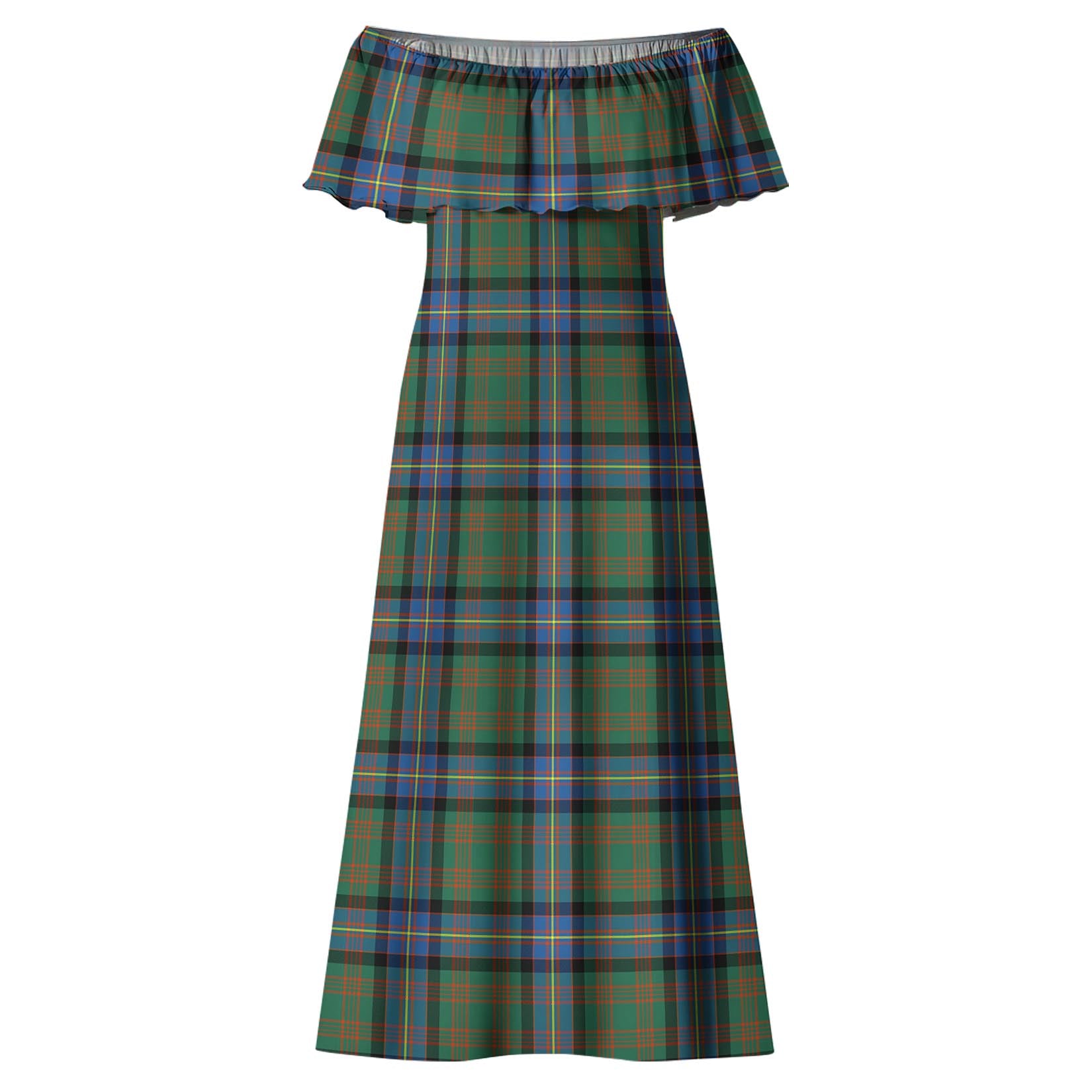 Cochrane Ancient Tartan Off Shoulder Long Dress - Tartanvibesclothing