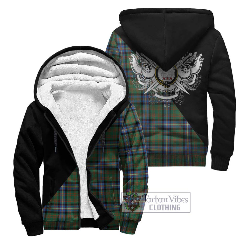 Cochrane Ancient Tartan Sherpa Hoodie with Family Crest and Military Logo Style Unisex - Tartanvibesclothing Shop