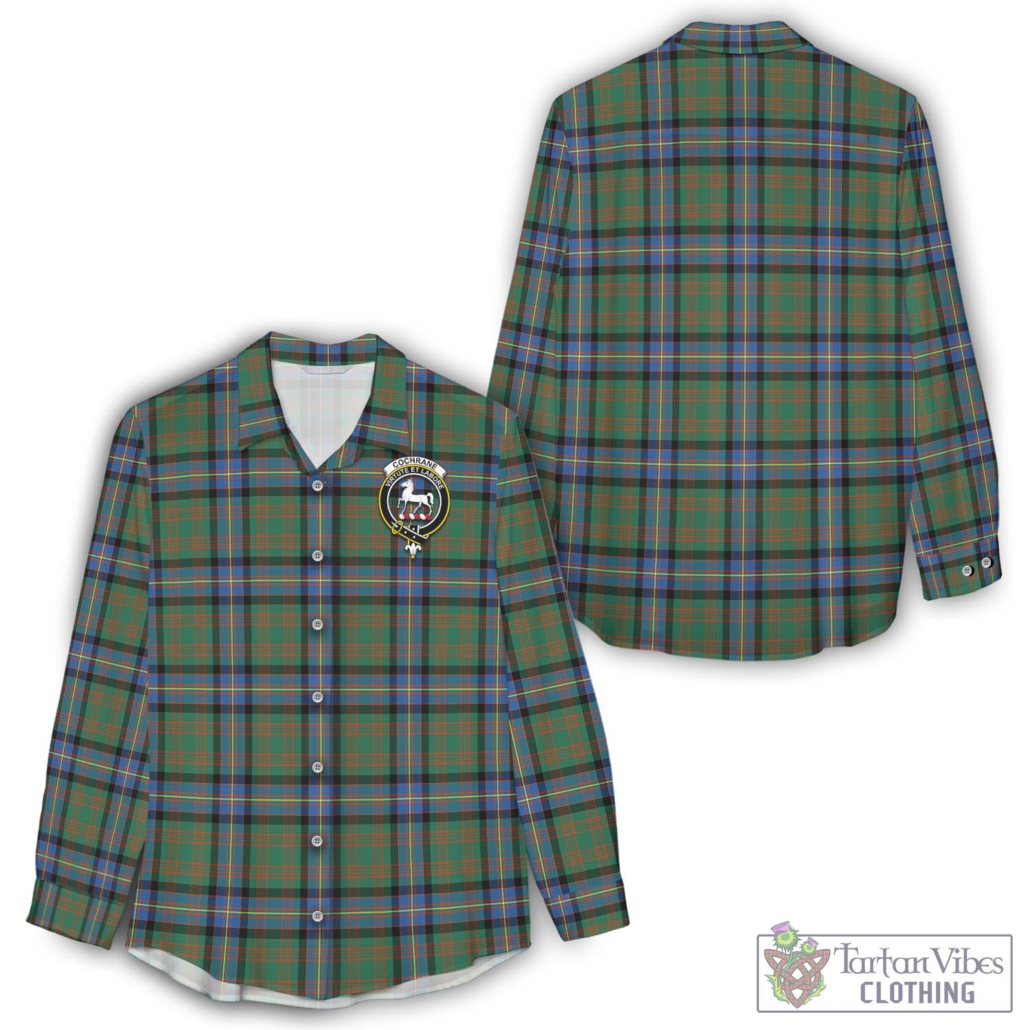 Tartan Vibes Clothing Cochrane Ancient Tartan Womens Casual Shirt with Family Crest