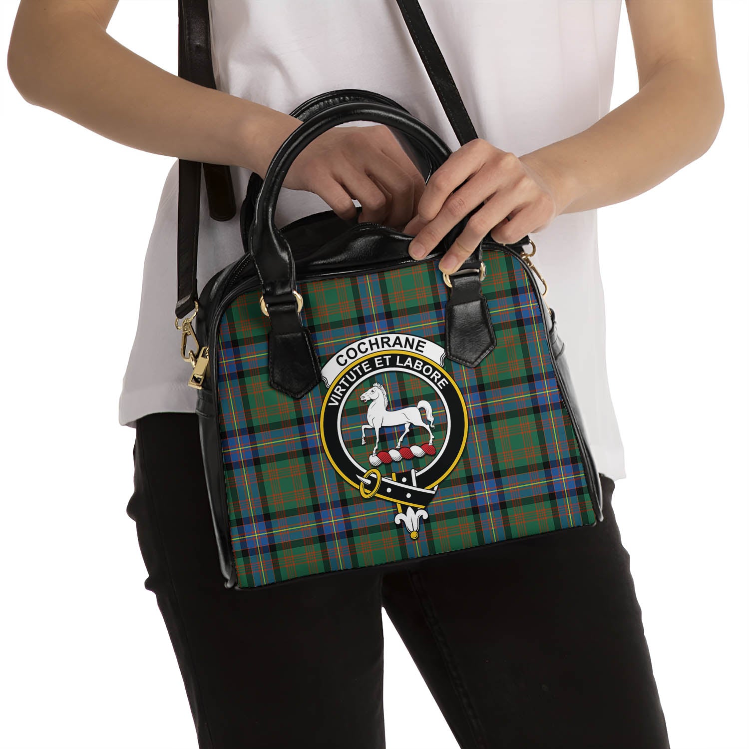 Cochrane Ancient Tartan Shoulder Handbags with Family Crest - Tartanvibesclothing