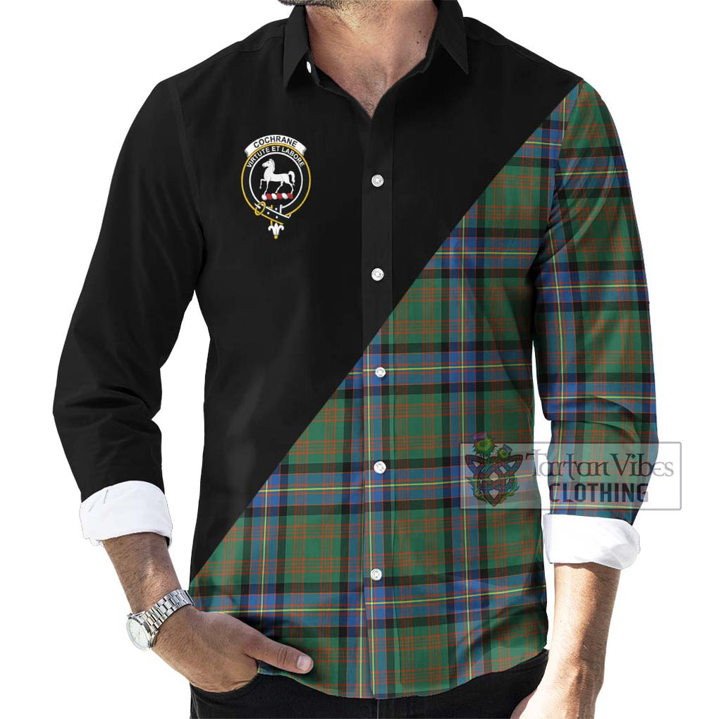 Cochrane Ancient Tartan Long Sleeve Button Shirt with Family Crest and Military Logo Style - Tartanvibesclothing Shop