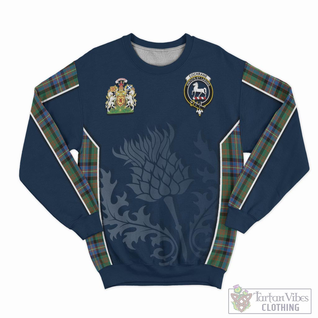 Tartan Vibes Clothing Cochrane Ancient Tartan Sweatshirt with Family Crest and Scottish Thistle Vibes Sport Style