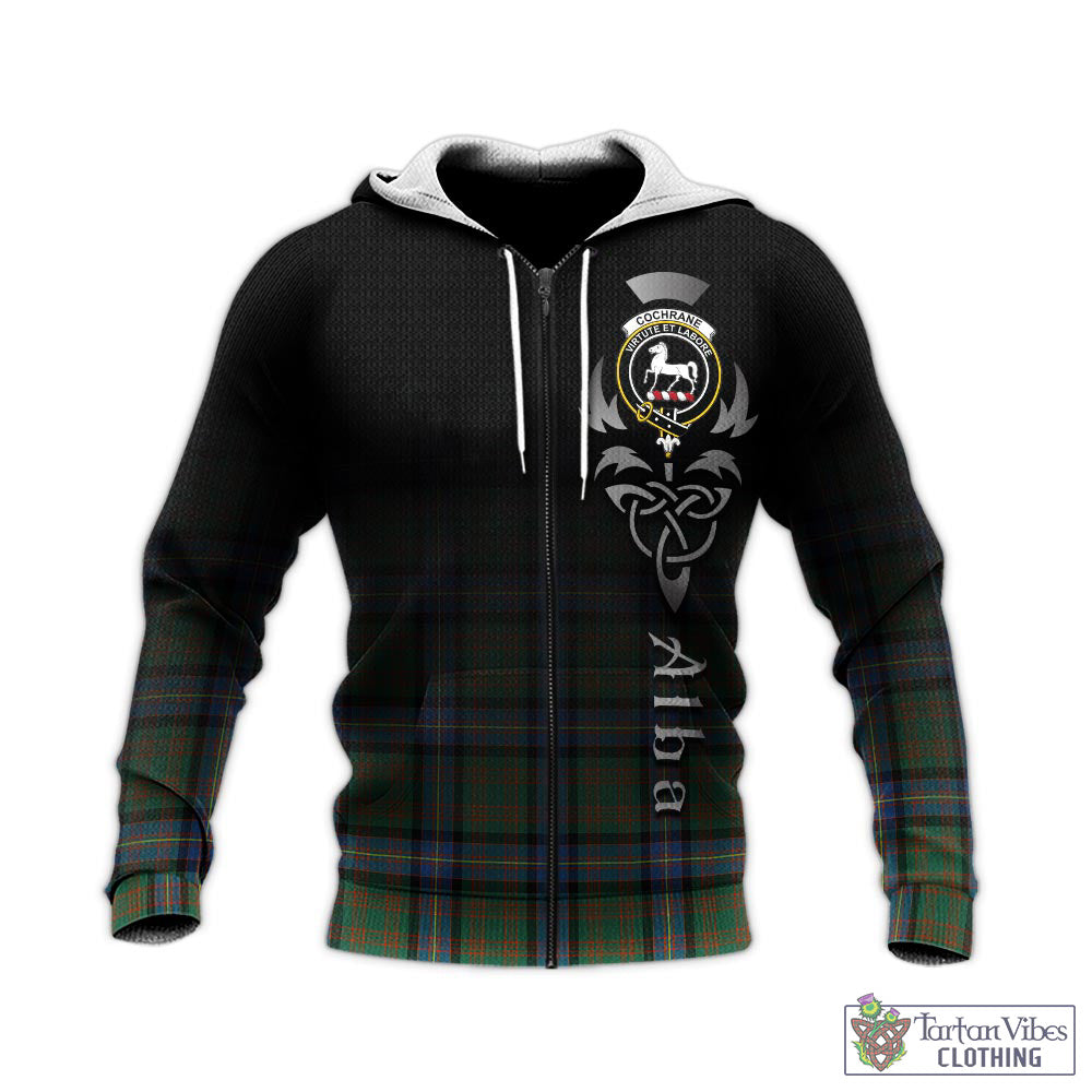 Tartan Vibes Clothing Cochrane Ancient Tartan Knitted Hoodie Featuring Alba Gu Brath Family Crest Celtic Inspired