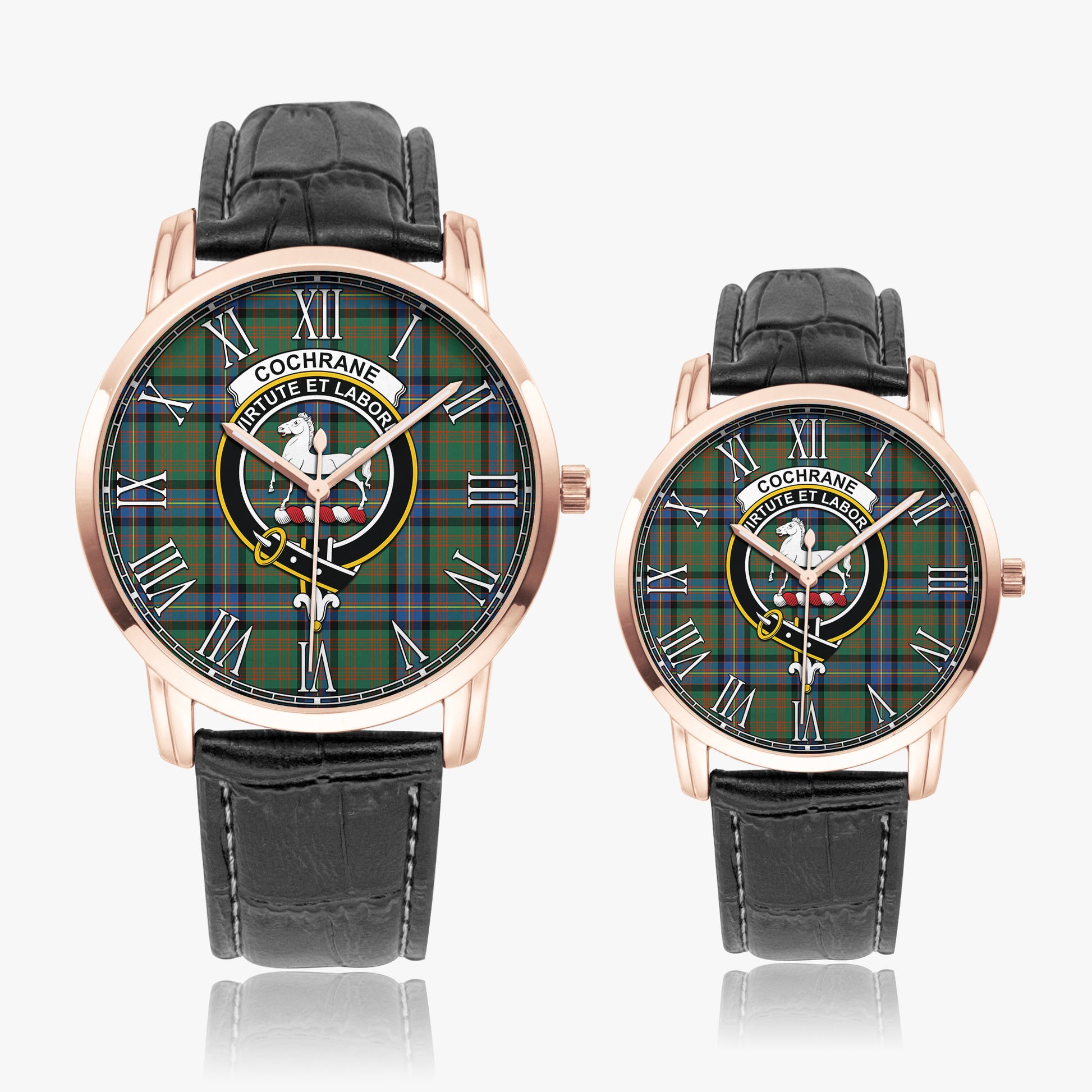 Cochrane Ancient Tartan Family Crest Leather Strap Quartz Watch - Tartanvibesclothing