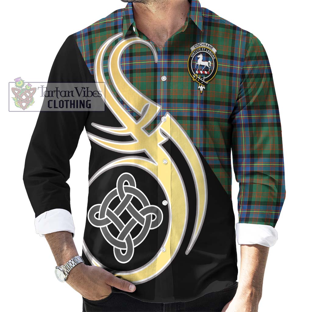 Cochrane Ancient Tartan Long Sleeve Button Shirt with Family Crest and Celtic Symbol Style - Tartan Vibes Clothing