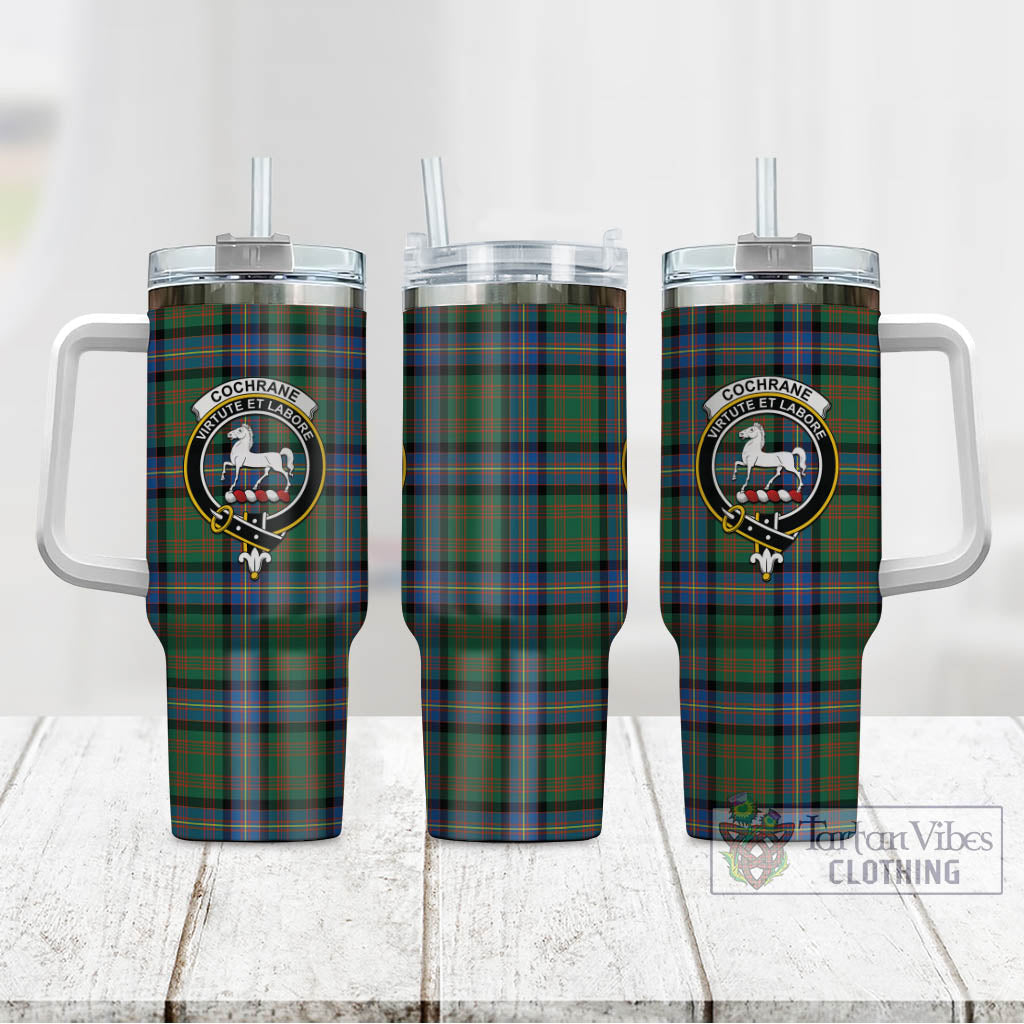 Tartan Vibes Clothing Cochrane Ancient Tartan and Family Crest Tumbler with Handle