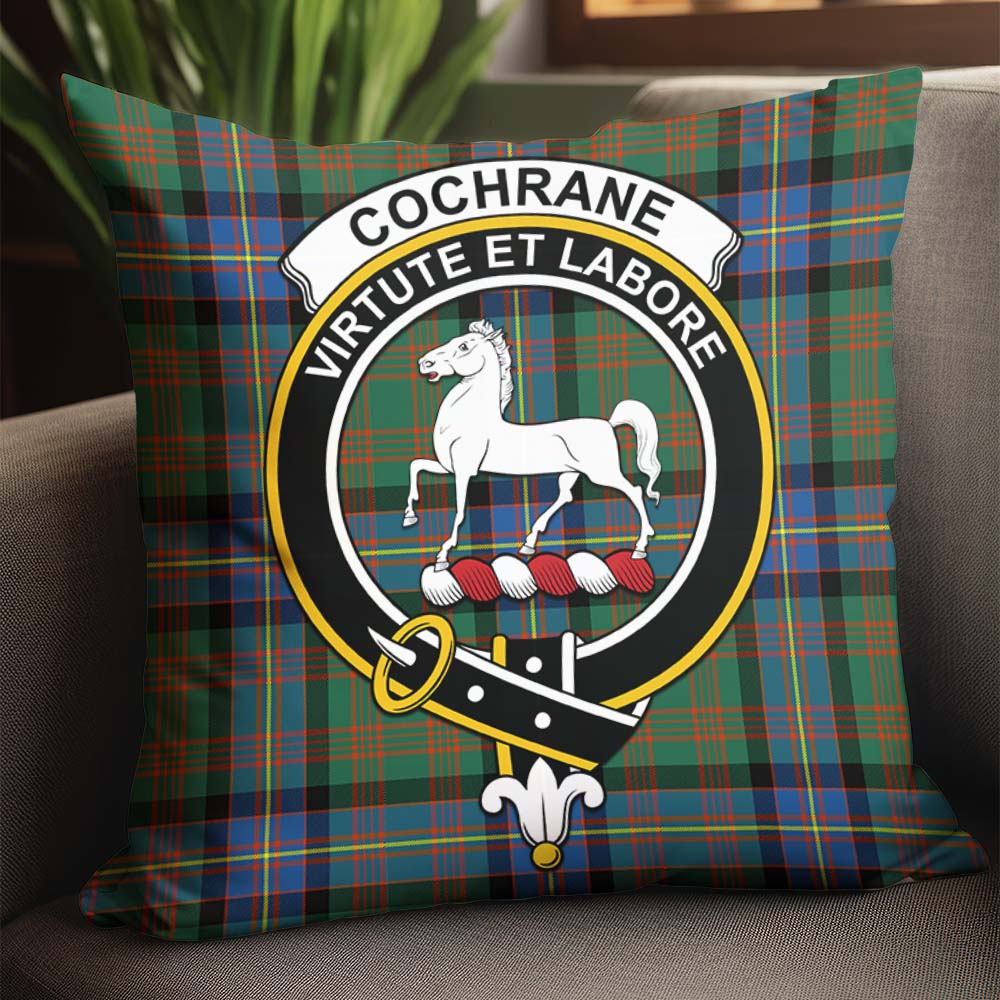 Cochrane Ancient Tartan Pillow Cover with Family Crest - Tartanvibesclothing