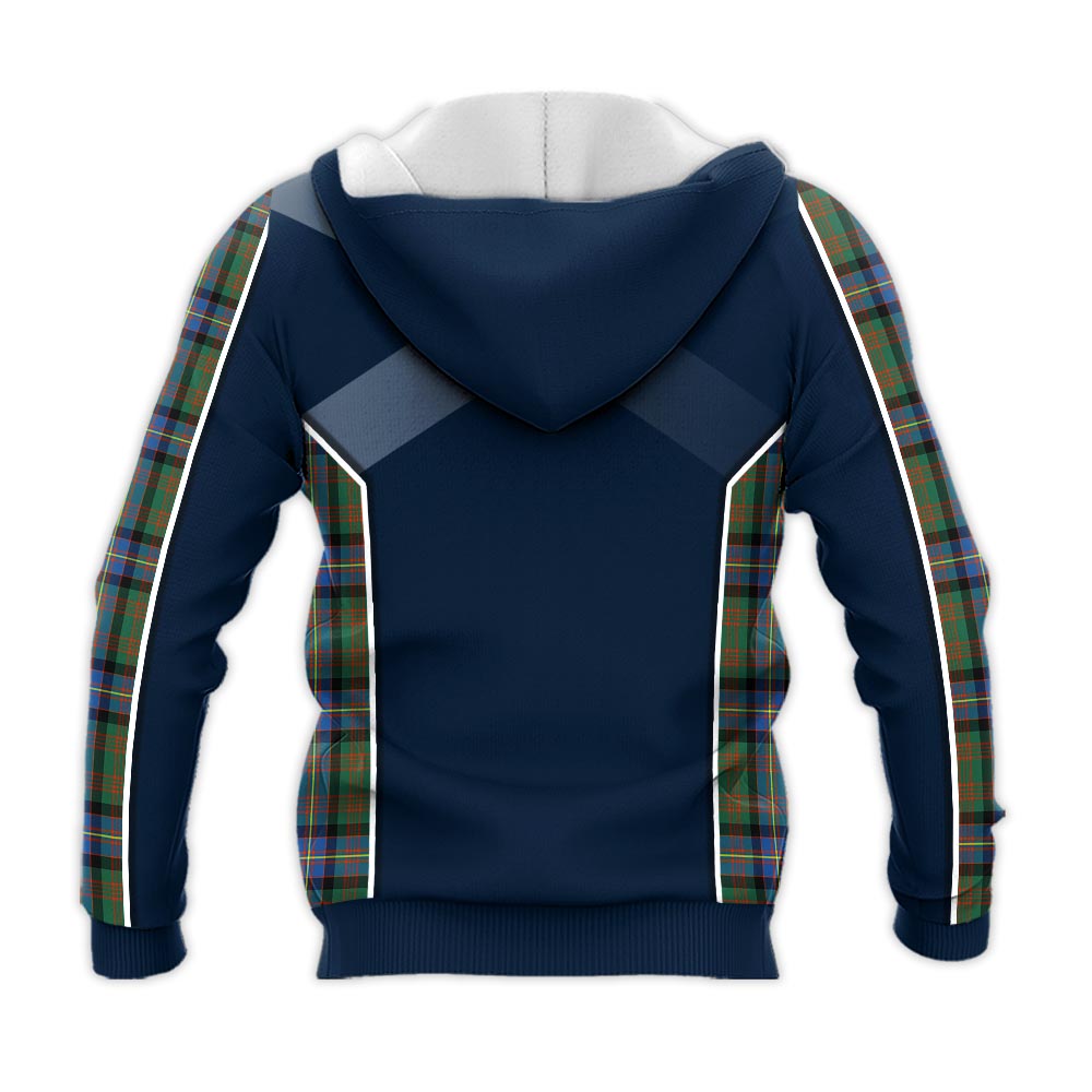 Tartan Vibes Clothing Cochrane Ancient Tartan Knitted Hoodie with Family Crest and Scottish Thistle Vibes Sport Style