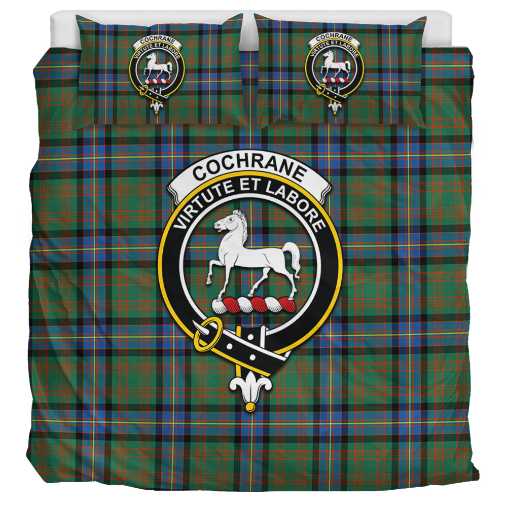 Cochrane Ancient Tartan Bedding Set with Family Crest UK Bedding Set UK Super King 104*94 inch - Tartan Vibes Clothing