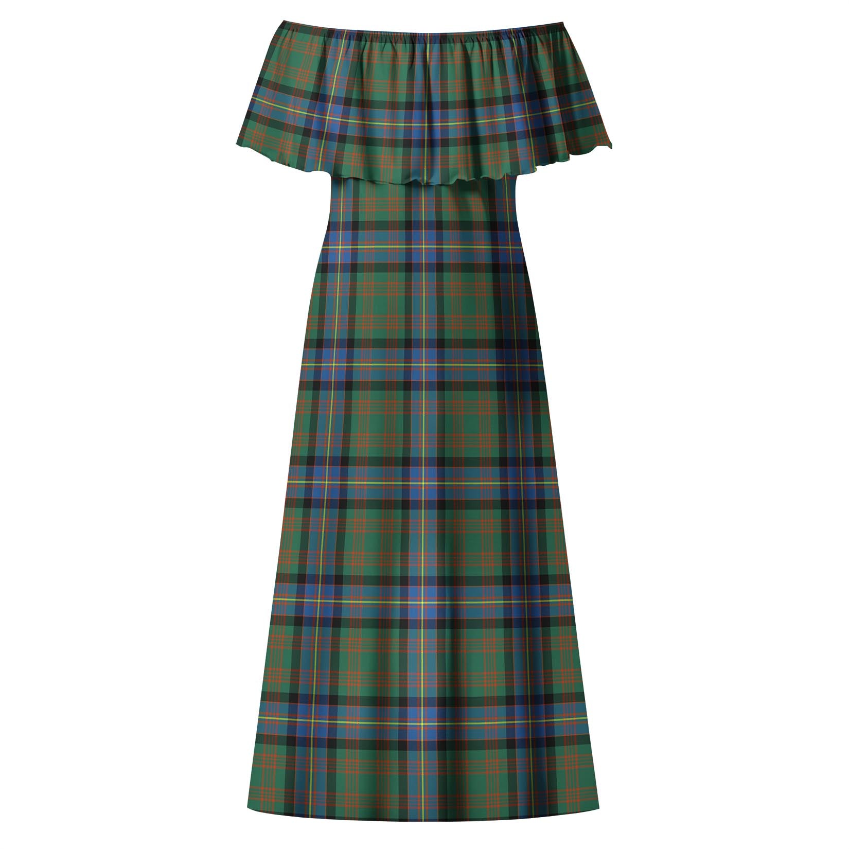 Cochrane Ancient Tartan Off Shoulder Long Dress - Tartanvibesclothing