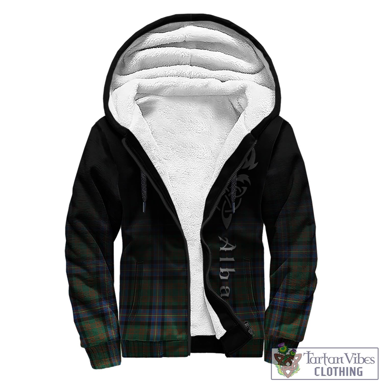 Tartan Vibes Clothing Cochrane Ancient Tartan Sherpa Hoodie Featuring Alba Gu Brath Family Crest Celtic Inspired