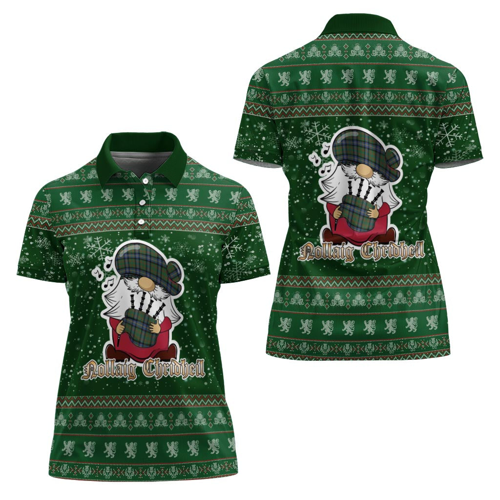 Cochrane Ancient Clan Christmas Family Polo Shirt with Funny Gnome Playing Bagpipes - Tartanvibesclothing