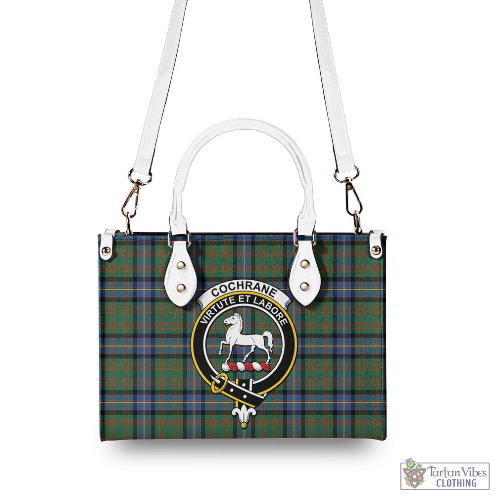 Tartan Vibes Clothing Cochrane Ancient Tartan Luxury Leather Handbags with Family Crest