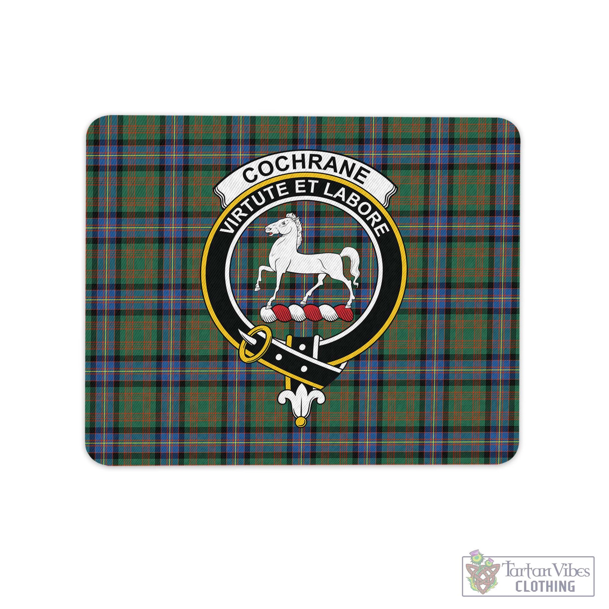 Tartan Vibes Clothing Cochrane Ancient Tartan Mouse Pad with Family Crest