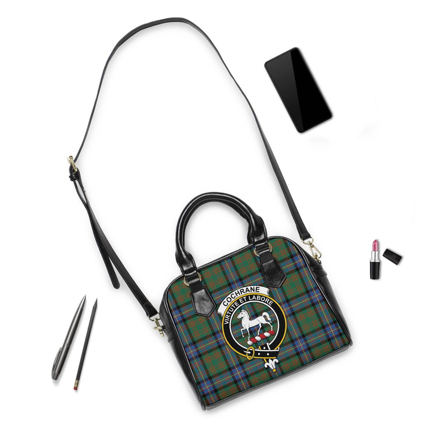 Cochrane Ancient Tartan Shoulder Handbags with Family Crest - Tartanvibesclothing