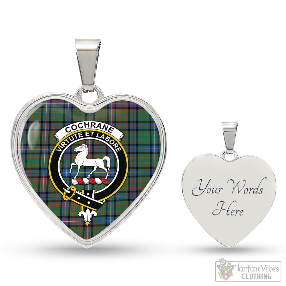 Tartan Vibes Clothing Cochrane Ancient Tartan Heart Necklace with Family Crest