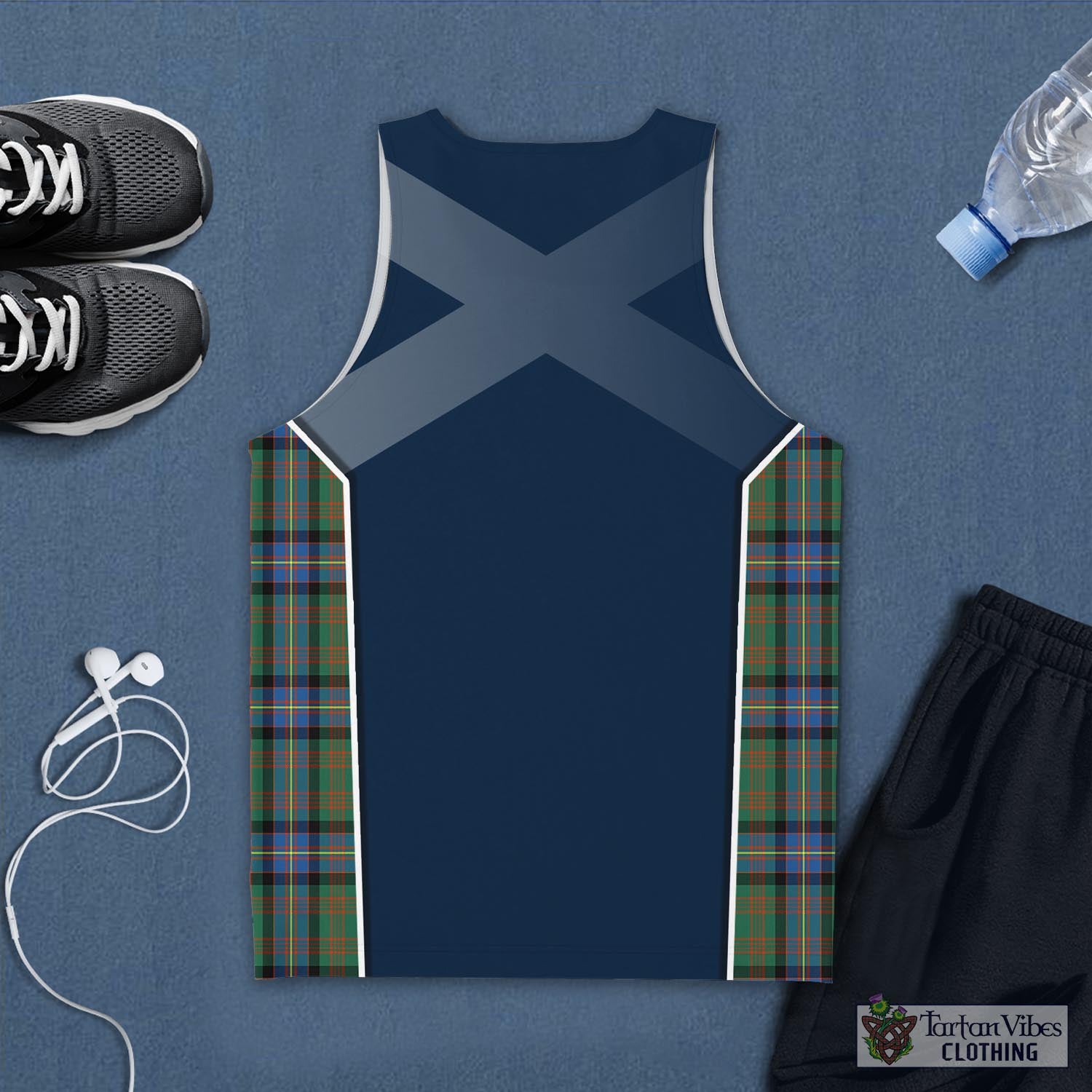 Tartan Vibes Clothing Cochrane Ancient Tartan Men's Tanks Top with Family Crest and Scottish Thistle Vibes Sport Style