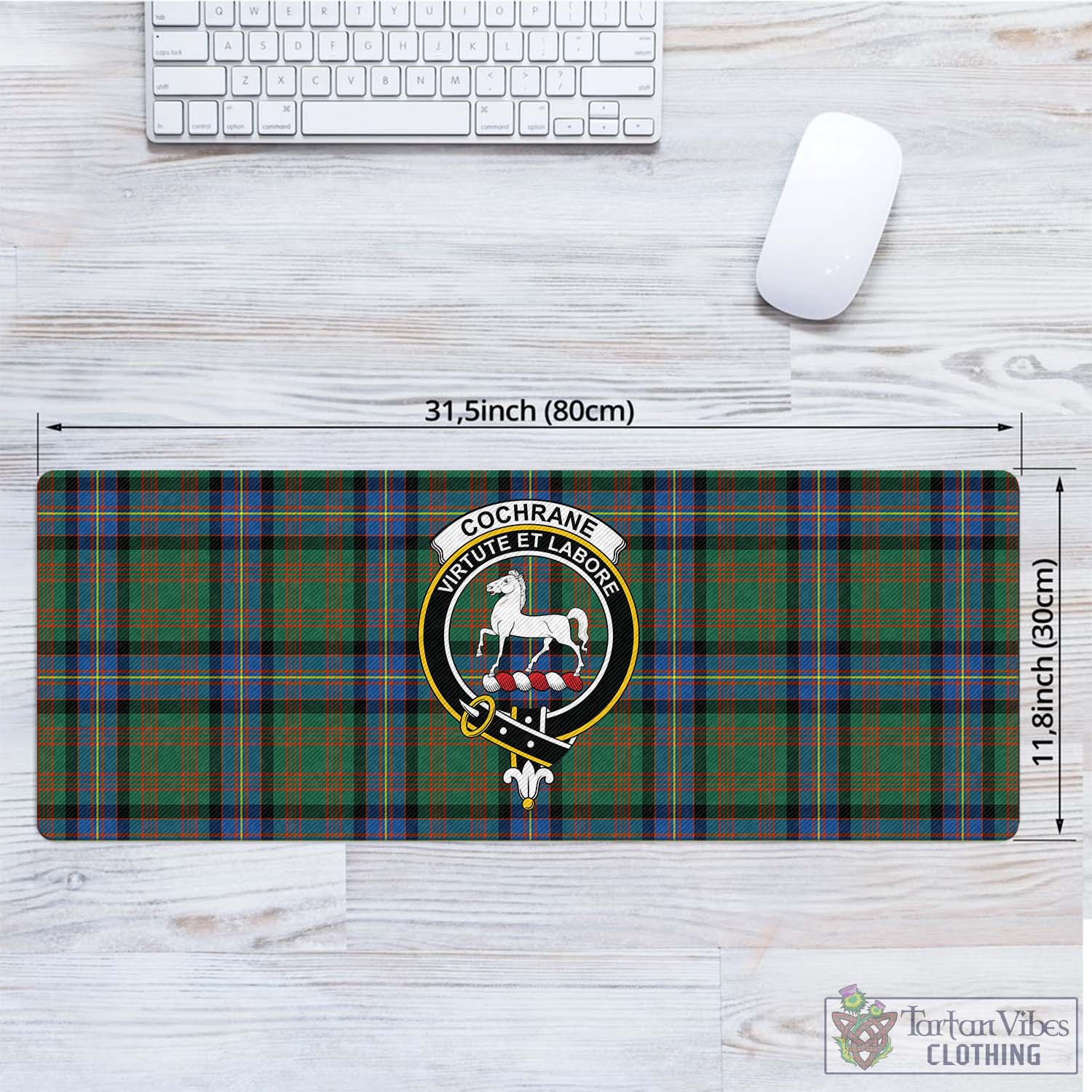 Tartan Vibes Clothing Cochrane Ancient Tartan Mouse Pad with Family Crest