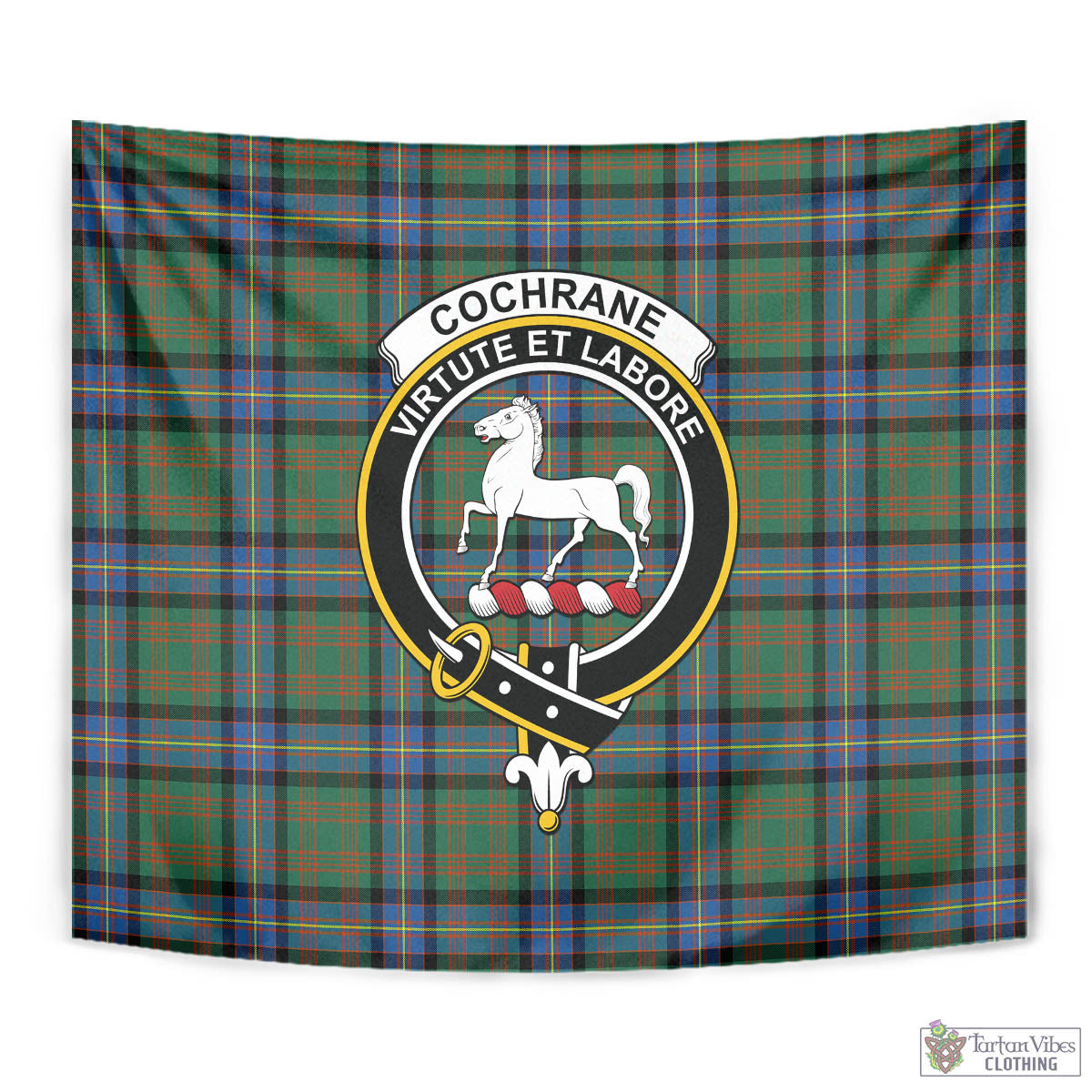 Tartan Vibes Clothing Cochrane Ancient Tartan Tapestry Wall Hanging and Home Decor for Room with Family Crest