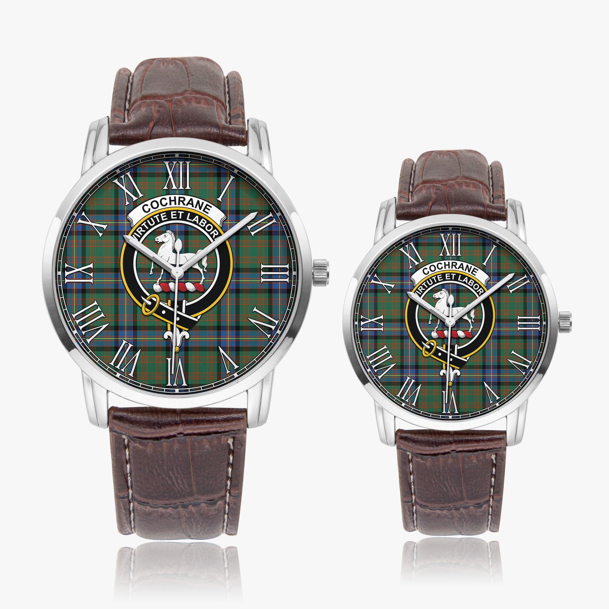 Cochrane Ancient Tartan Family Crest Leather Strap Quartz Watch - Tartanvibesclothing