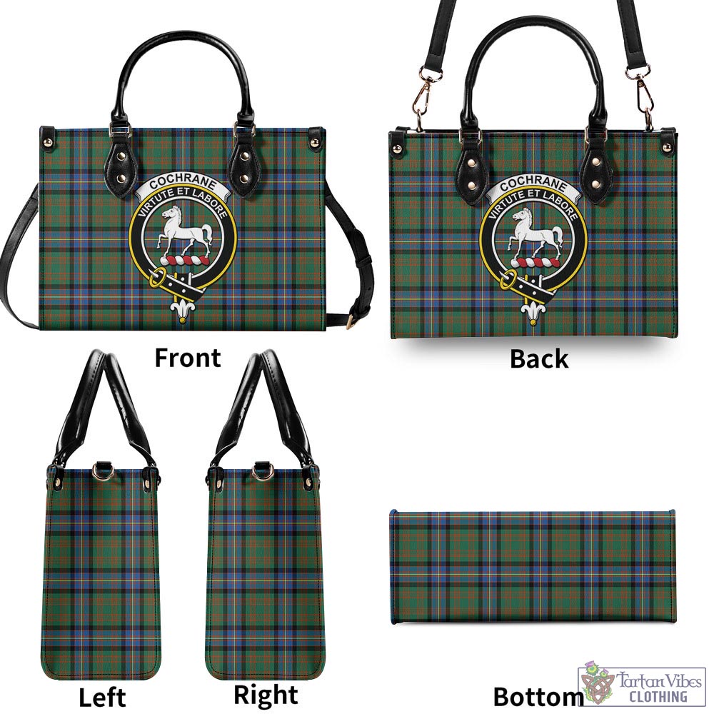 Tartan Vibes Clothing Cochrane Ancient Tartan Luxury Leather Handbags with Family Crest