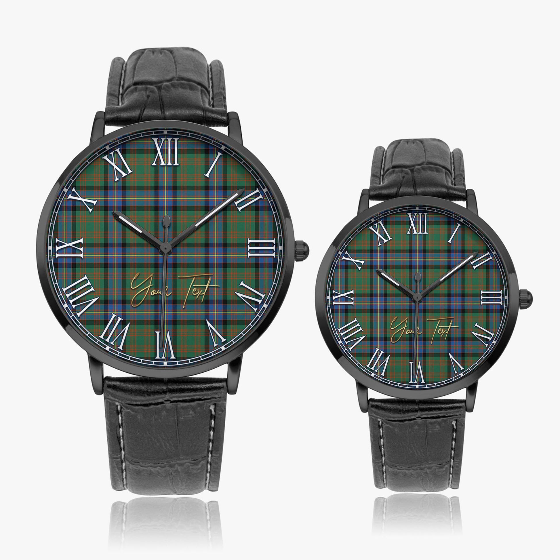 Cochrane Ancient Tartan Personalized Your Text Leather Trap Quartz Watch Ultra Thin Black Case With Black Leather Strap - Tartanvibesclothing