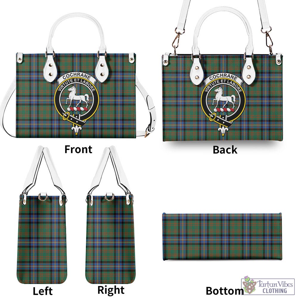 Tartan Vibes Clothing Cochrane Ancient Tartan Luxury Leather Handbags with Family Crest