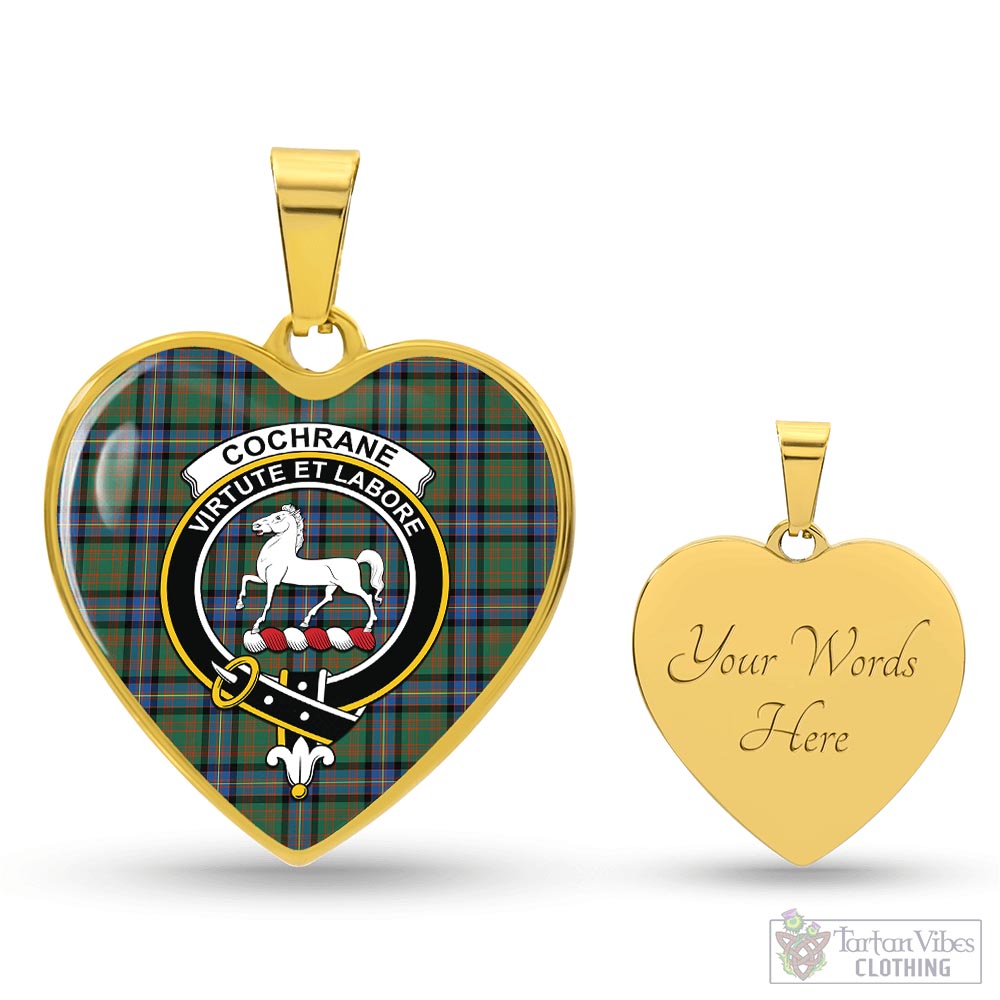 Tartan Vibes Clothing Cochrane Ancient Tartan Heart Necklace with Family Crest