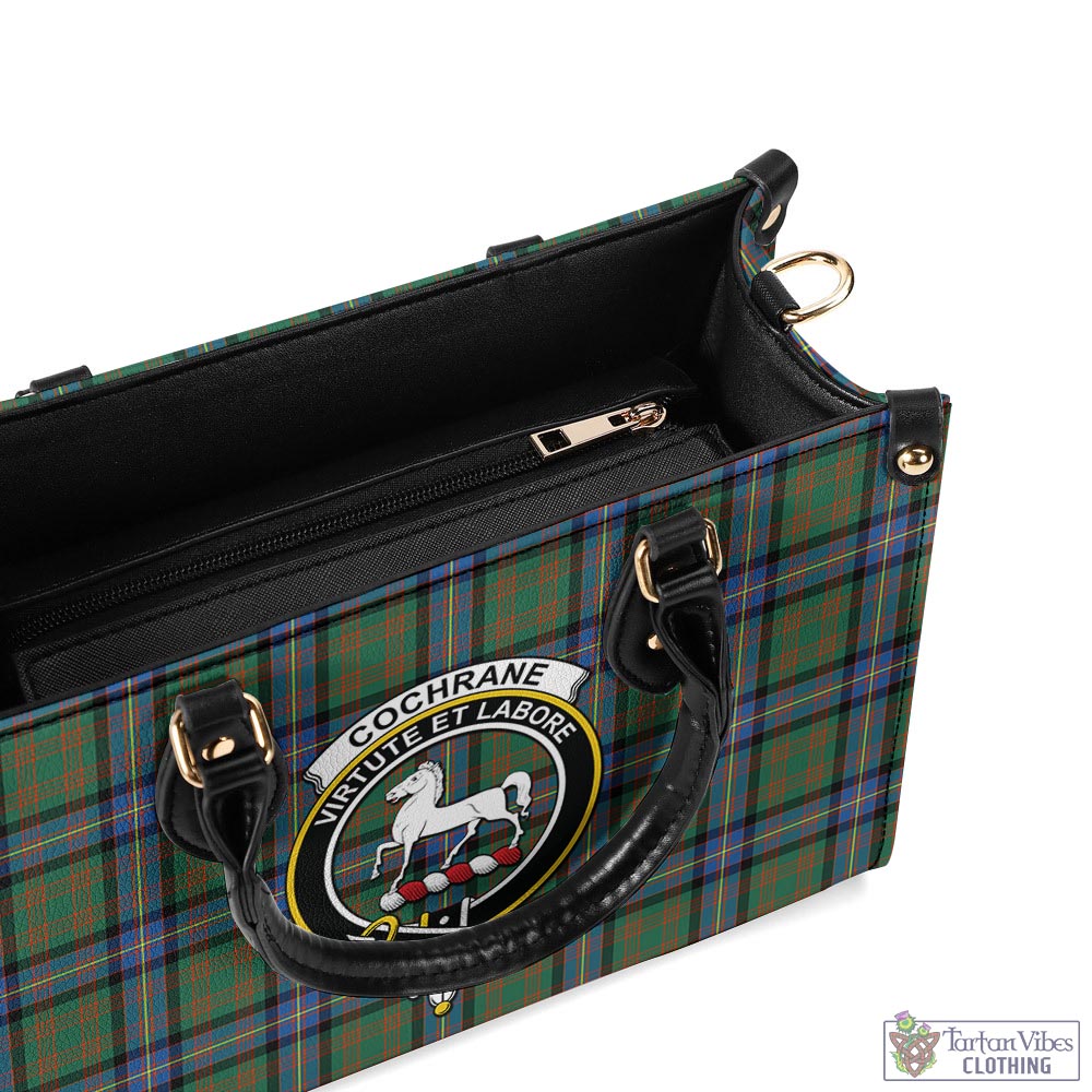 Tartan Vibes Clothing Cochrane Ancient Tartan Luxury Leather Handbags with Family Crest