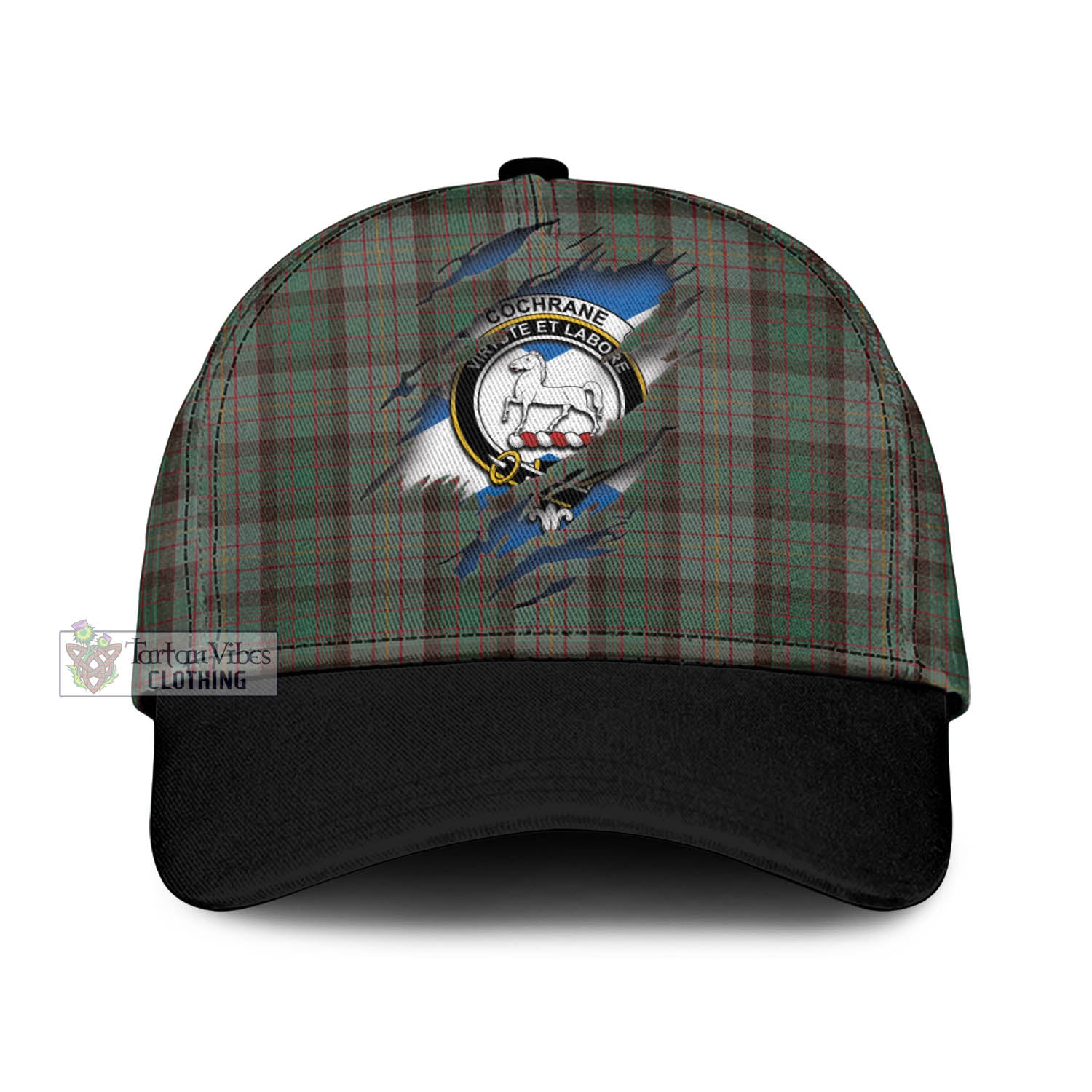 Tartan Vibes Clothing Cochrane Hunting Tartan Classic Cap with Family Crest In Me Style