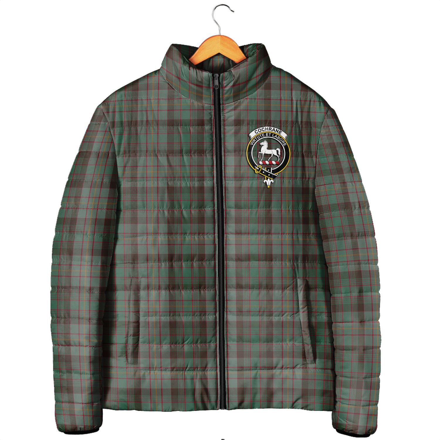 Cochrane Hunting Tartan Padded Jacket with Family Crest Men's Padded Jacket - Tartan Vibes Clothing