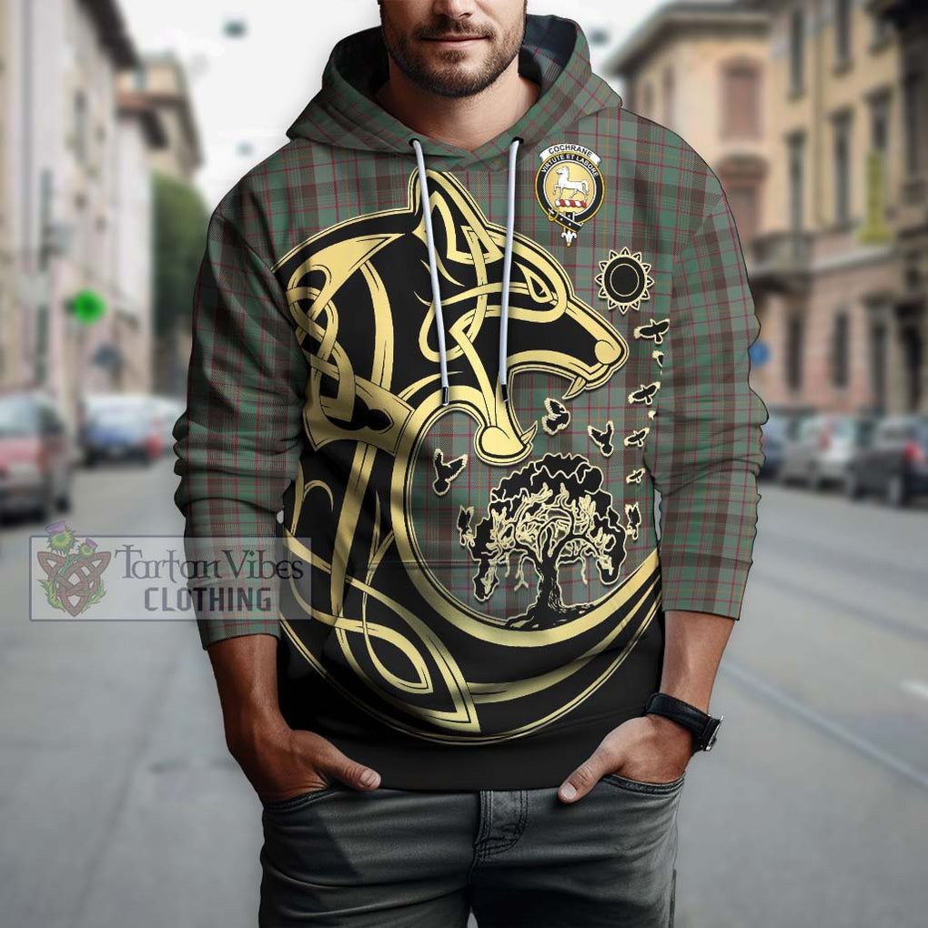 Cochrane Hunting Tartan Hoodie with Family Crest Celtic Wolf Style Zip Hoodie - Tartan Vibes Clothing