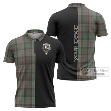 Cochrane Hunting Tartan Zipper Polo Shirt with Family Crest and Half Of Me Style