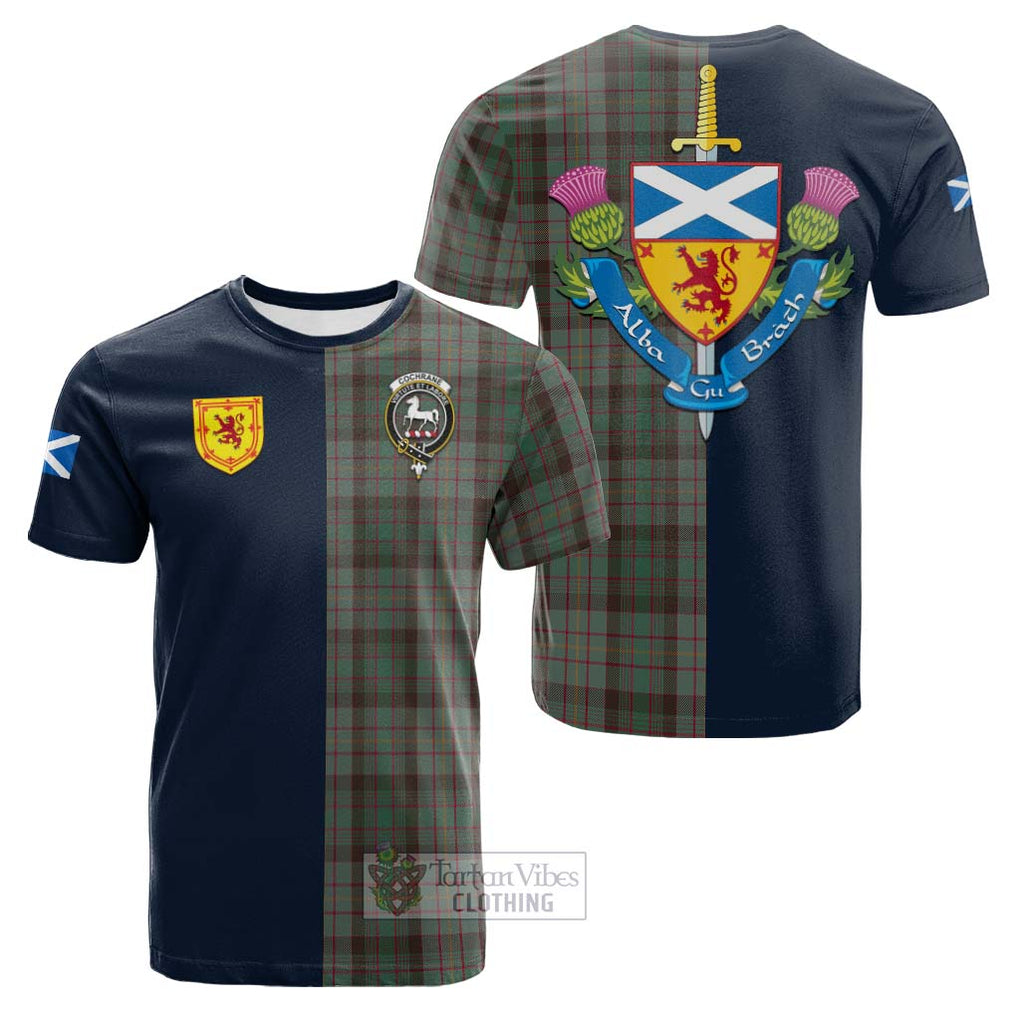 Tartan Vibes Clothing Cochrane Hunting Tartan Cotton T-shirt with Scottish Lion Royal Arm Half Style