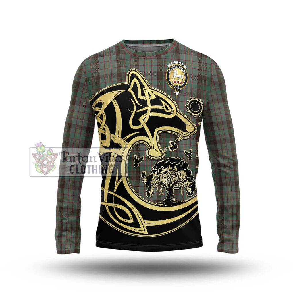 Cochrane Hunting Tartan Long Sleeve T-Shirt with Family Crest Celtic Wolf Style Unisex - Tartan Vibes Clothing