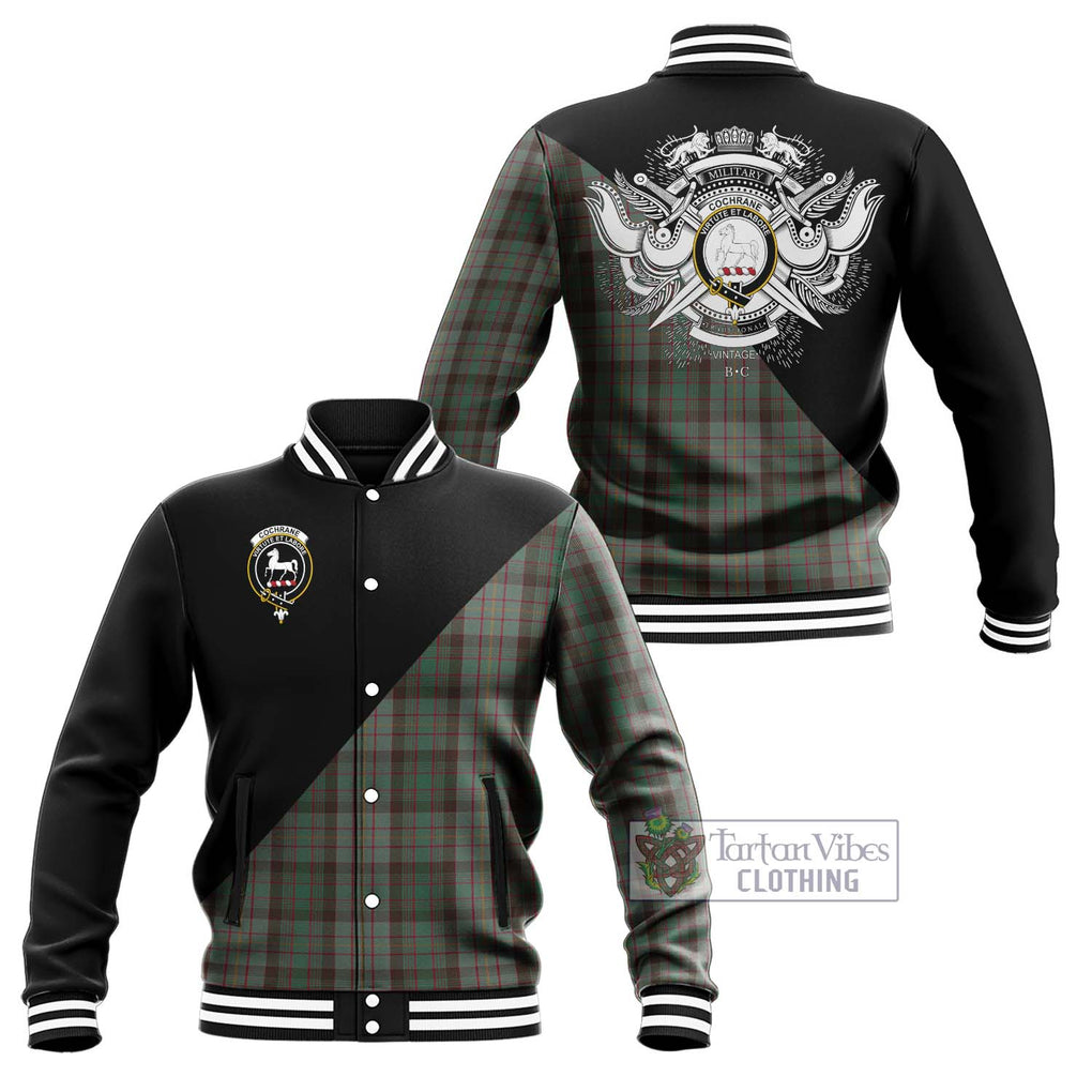 Cochrane Hunting Tartan Baseball Jacket with Family Crest and Military Logo Style Unisex - Tartanvibesclothing Shop