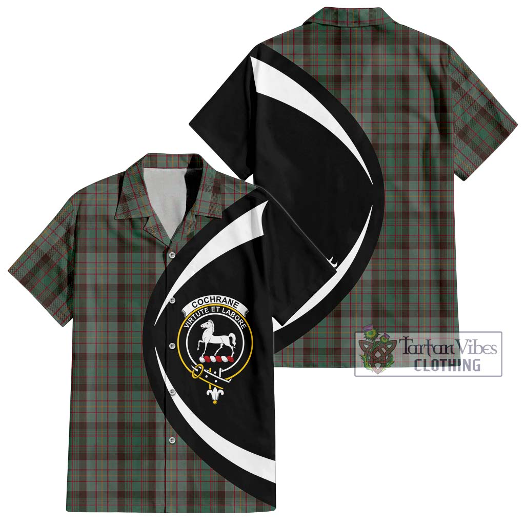 Cochrane Hunting Tartan Short Sleeve Button Up with Family Crest Circle Style Kid - Tartan Vibes Clothing